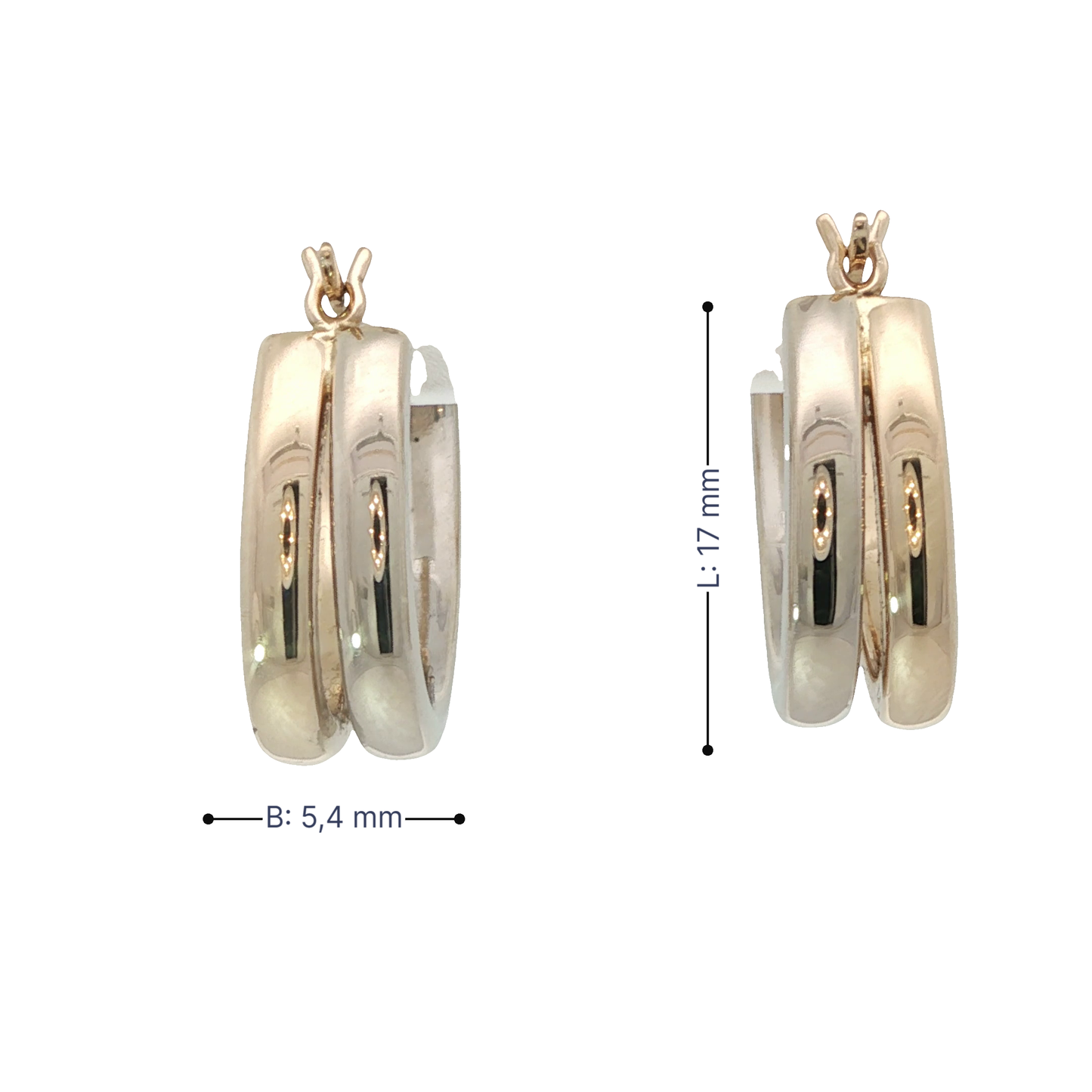 Creolen Bicolor 585 / 14 Karat L: 17 mm Nr. 6793