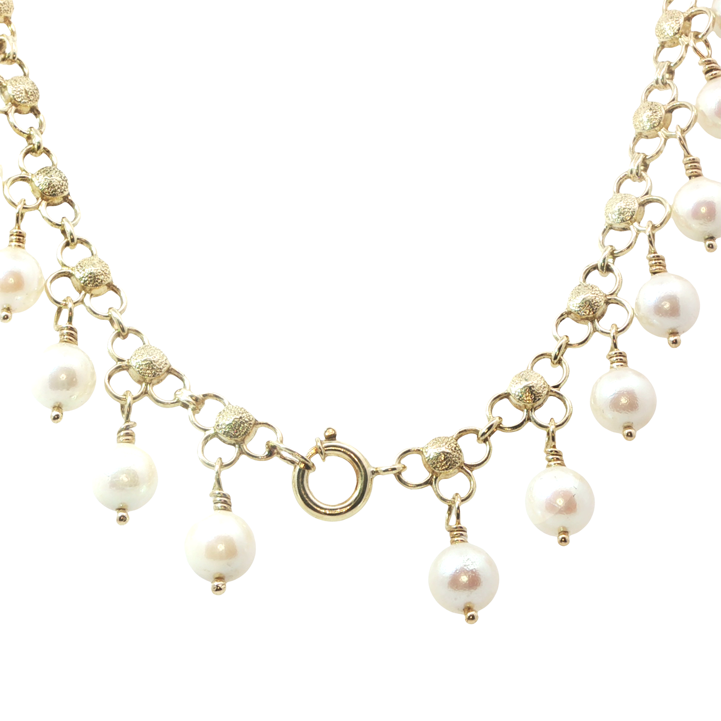 Goldkette Gelbgold 585 / 14 Karat mit Perlen L: 43 cm Nr. 6870