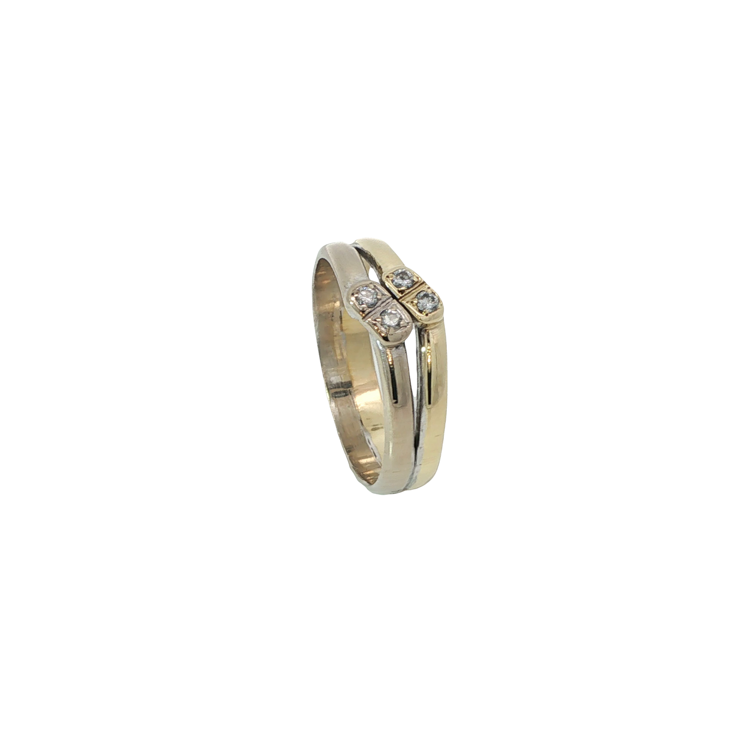 Ring Bicolor 585 / 14 Karat mit Brill. 0,08 ct Gr. 57 Nr. 6877