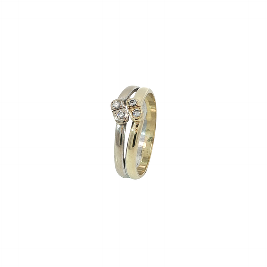 Ring Bicolor 585 / 14 Karat mit Brill. 0,08 ct Gr. 57 Nr. 6877