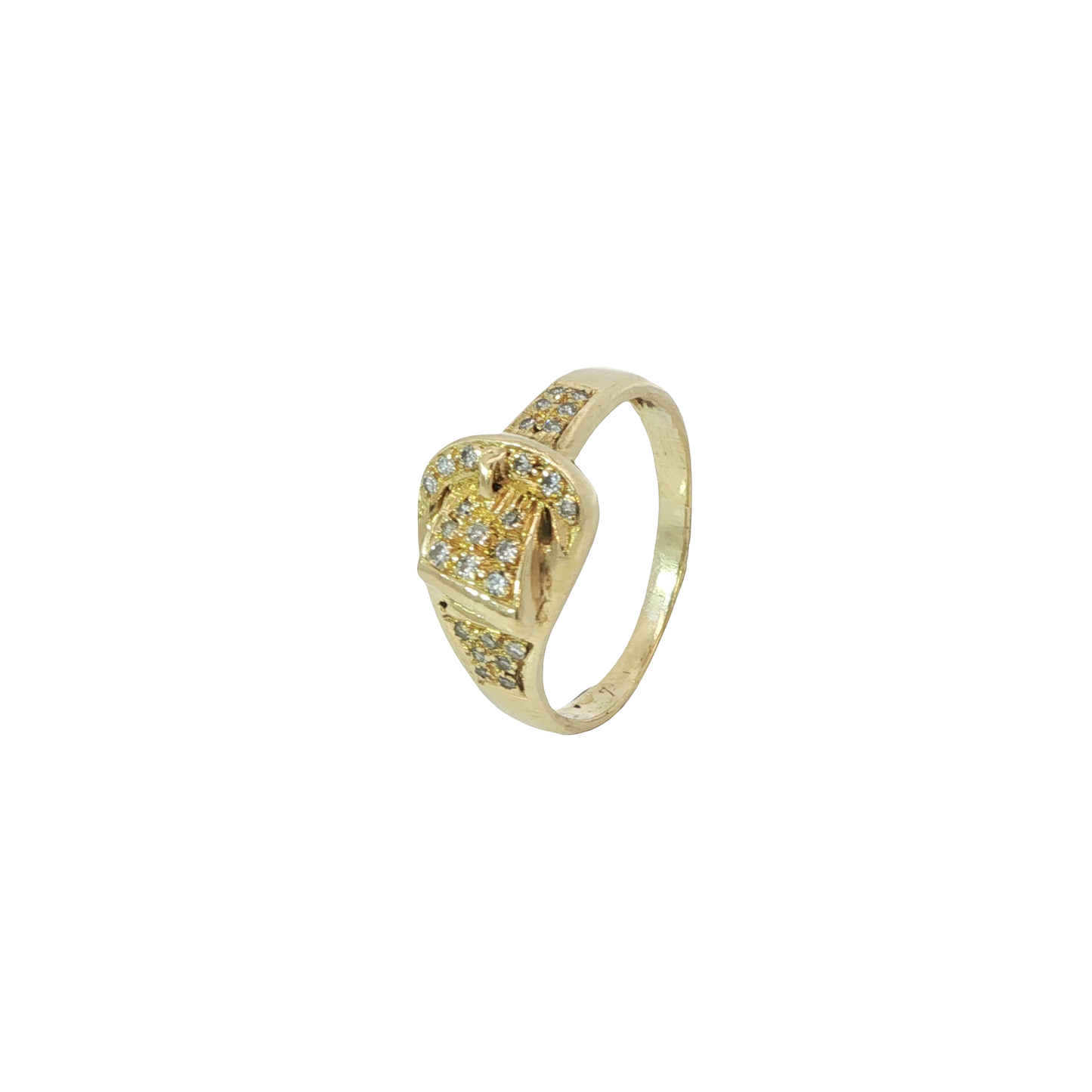 Ring Schnalle Gelbgold 585 / 14Karat mit Diamanten Gr. 57 Nr. 6874