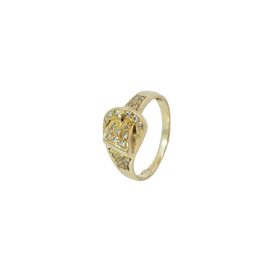 Ring Schnalle Gelbgold 585 / 14Karat mit Diamanten Gr. 57 Nr. 6874