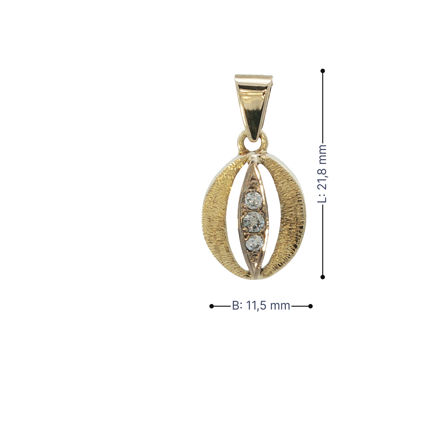 Anhänger Bicolor 585 / 14 Karat mit Brill. 0,1 ct L: 21,8 Nr: 6878
