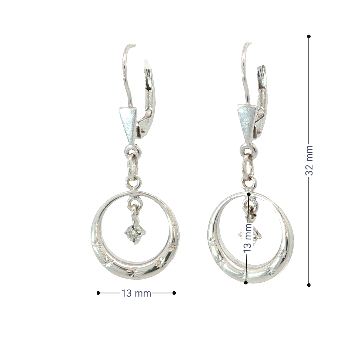 P. Ohrhänger Weißgold 585 / 14 Karat L: 32 mm Nr. 5527