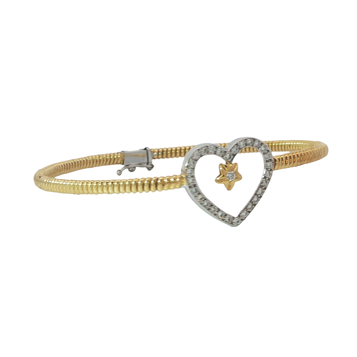 Armreif Herz Bicolor 750 / 18 Karat mit Brill. 63,7 mm Nr. 6377
