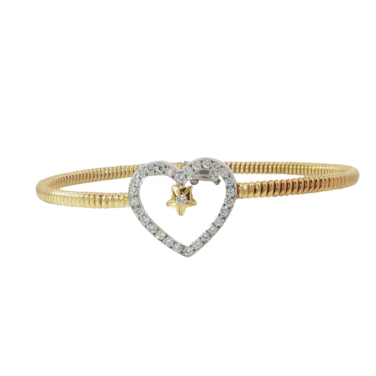 Armreif Herz Bicolor 750 / 18 Karat mit Brill. 63,7 mm Nr. 6377