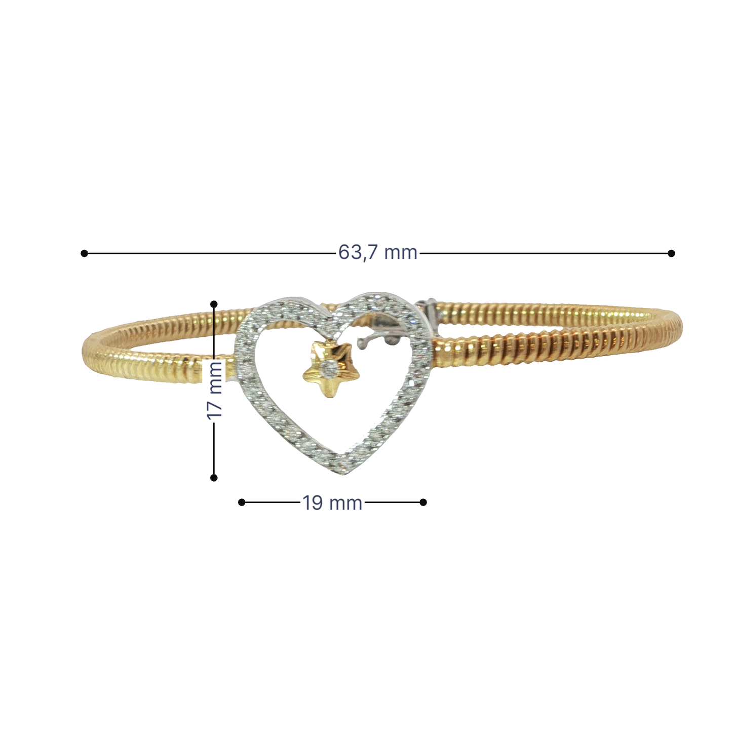 Armreif Herz Bicolor 750 / 18 Karat mit Brill. 63,7 mm Nr. 6377