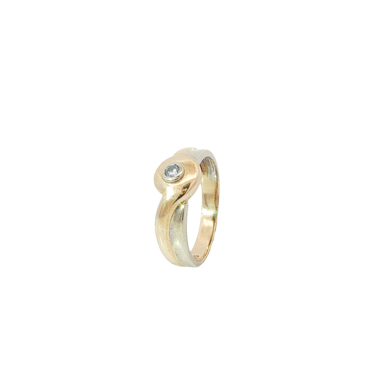 Ring Bicolor 585 / 14 Karat mit Brill. Gr. 55 Nr. 6299