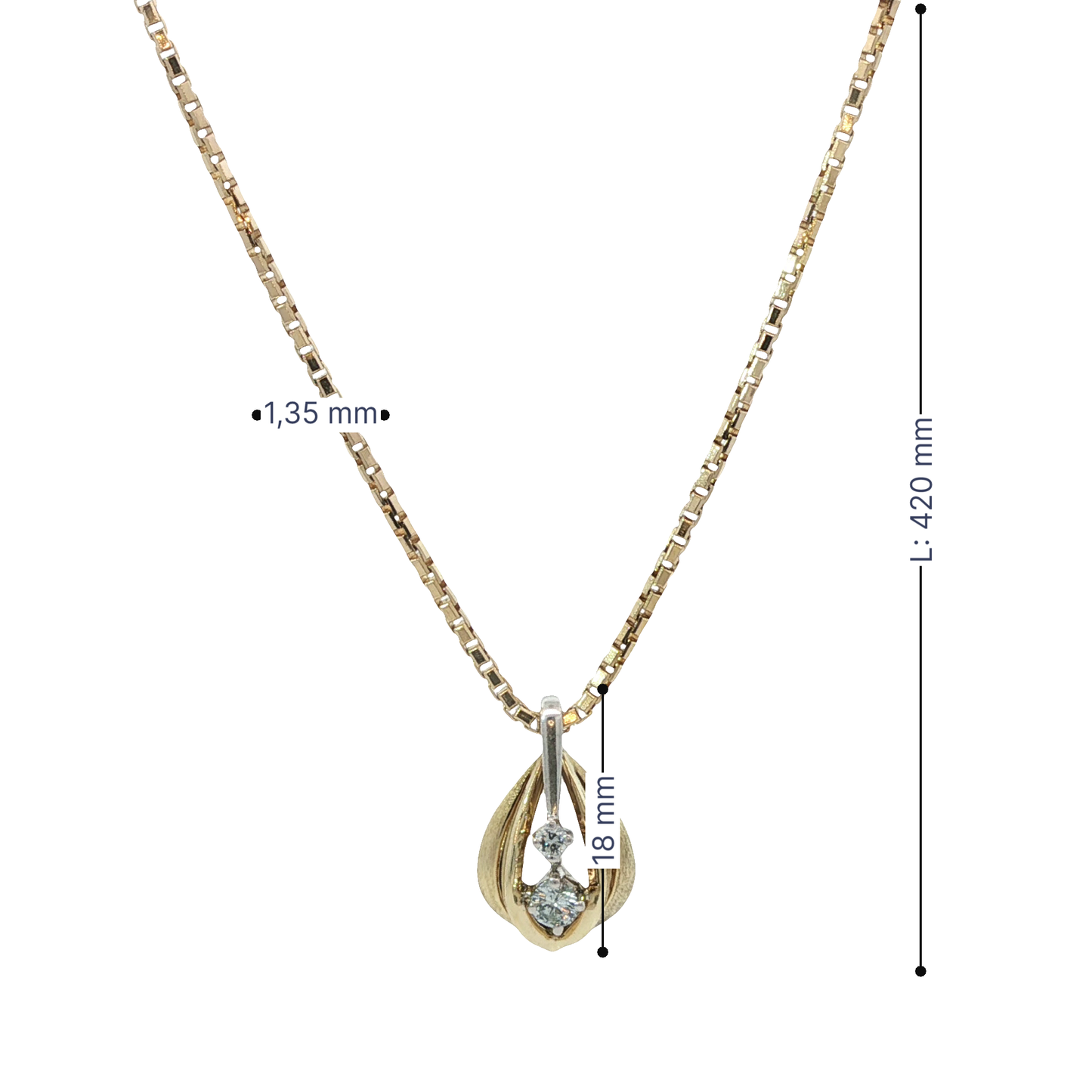 Veneziakette Gelbgold 585 / 14 Karat mit Anhänger L: 42 cm Nr. 6902