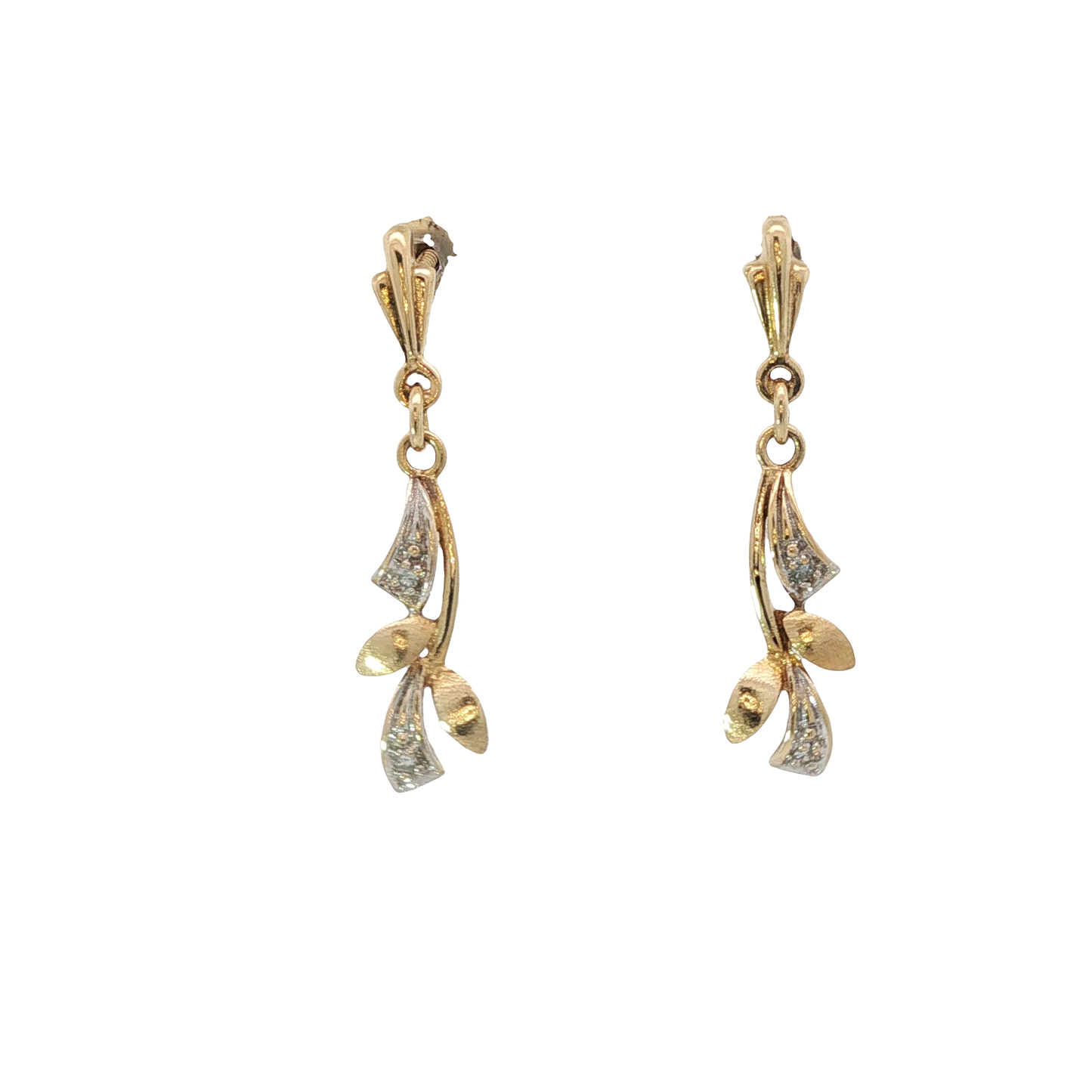 P. Ohrhänger Bicolor 750 / 18 Karat mit Diamant L: 25 mm Nr. 6925