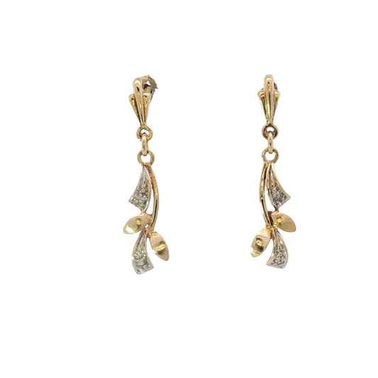 P. Ohrhänger Bicolor 750 / 18 Karat mit Diamant L: 25 mm Nr. 6925