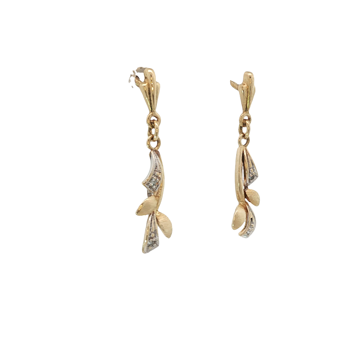 P. Ohrhänger Bicolor 750 / 18 Karat mit Diamant L: 25 mm Nr. 6925