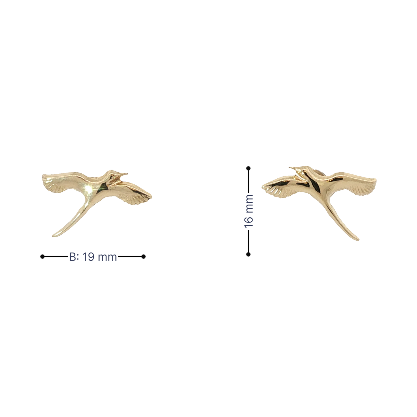 P. Ohrstecker Schwalbe Gelbgold 750 / 18 Karat Nr. 6890