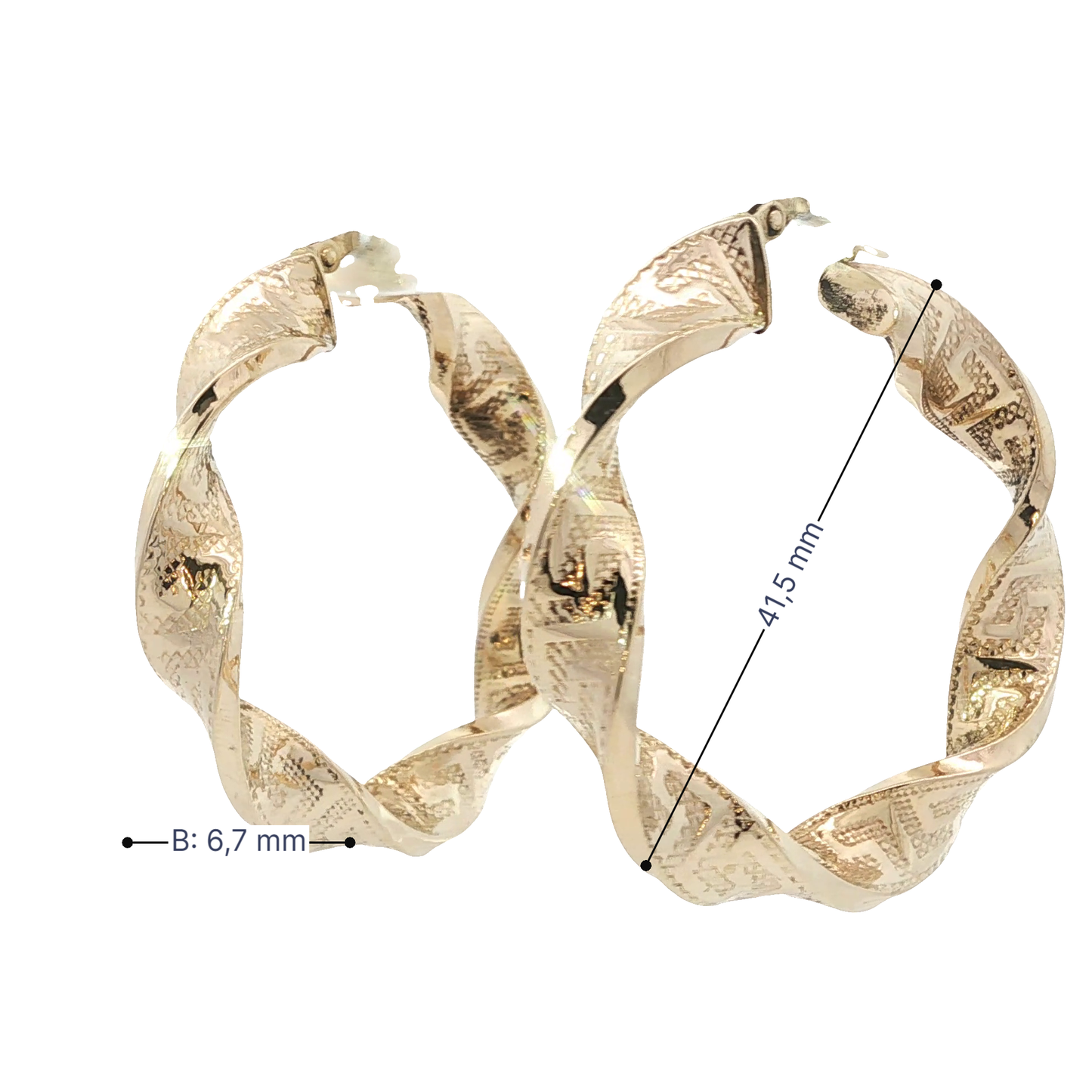 P. Creolen Gelbgold 585 / 14 Karat 41,5 mm Nr. 6949