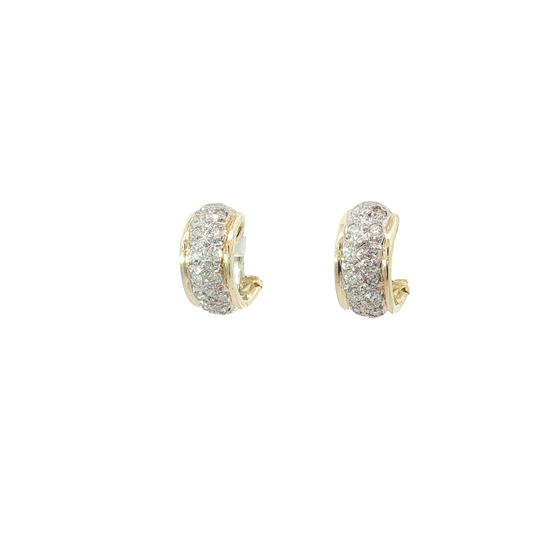 P. Ohrringe Clip Bicolor 585 / 14 Karat mit Diamant Nr. 6944
