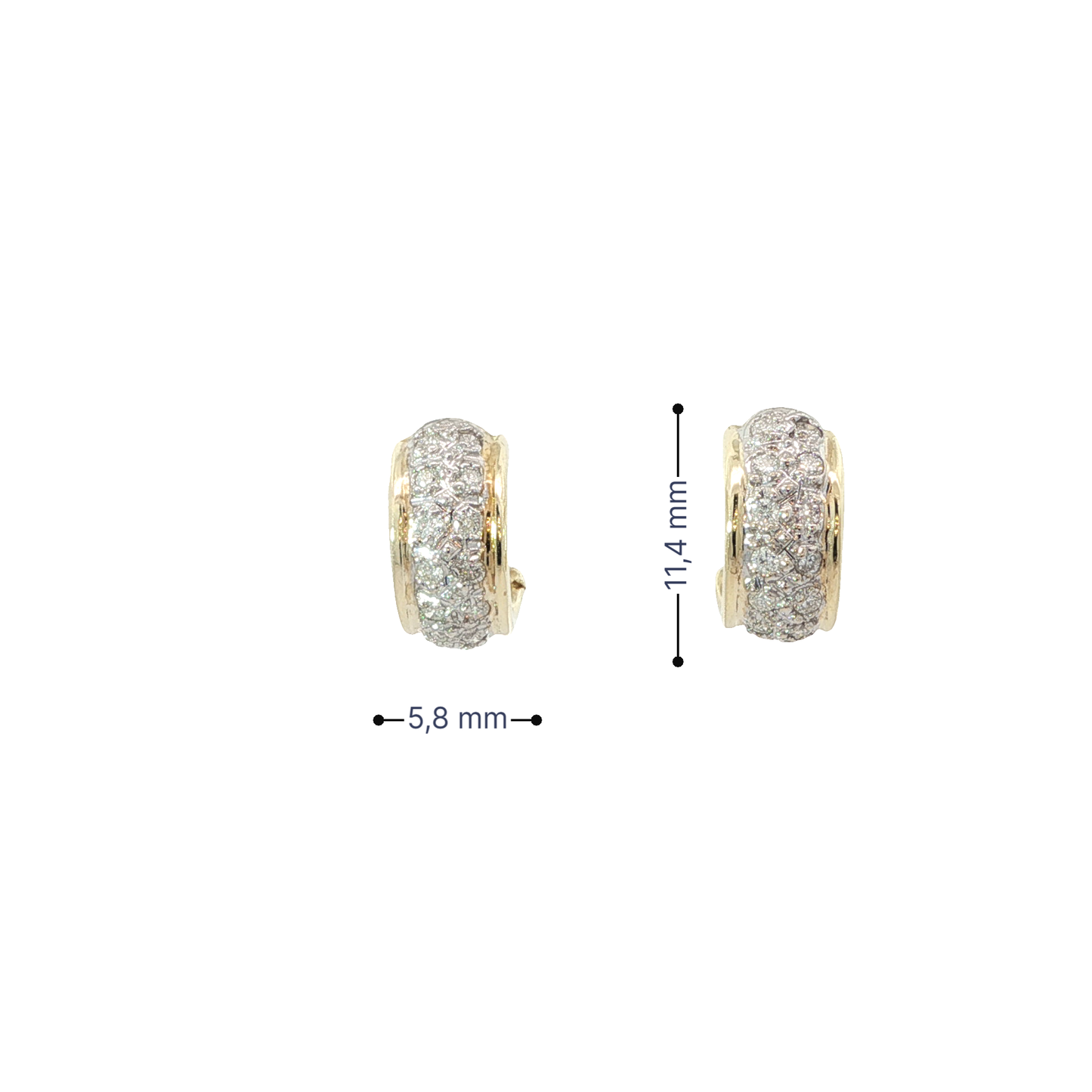 P. Ohrringe Clip Bicolor 585 / 14 Karat mit Diamant Nr. 6944