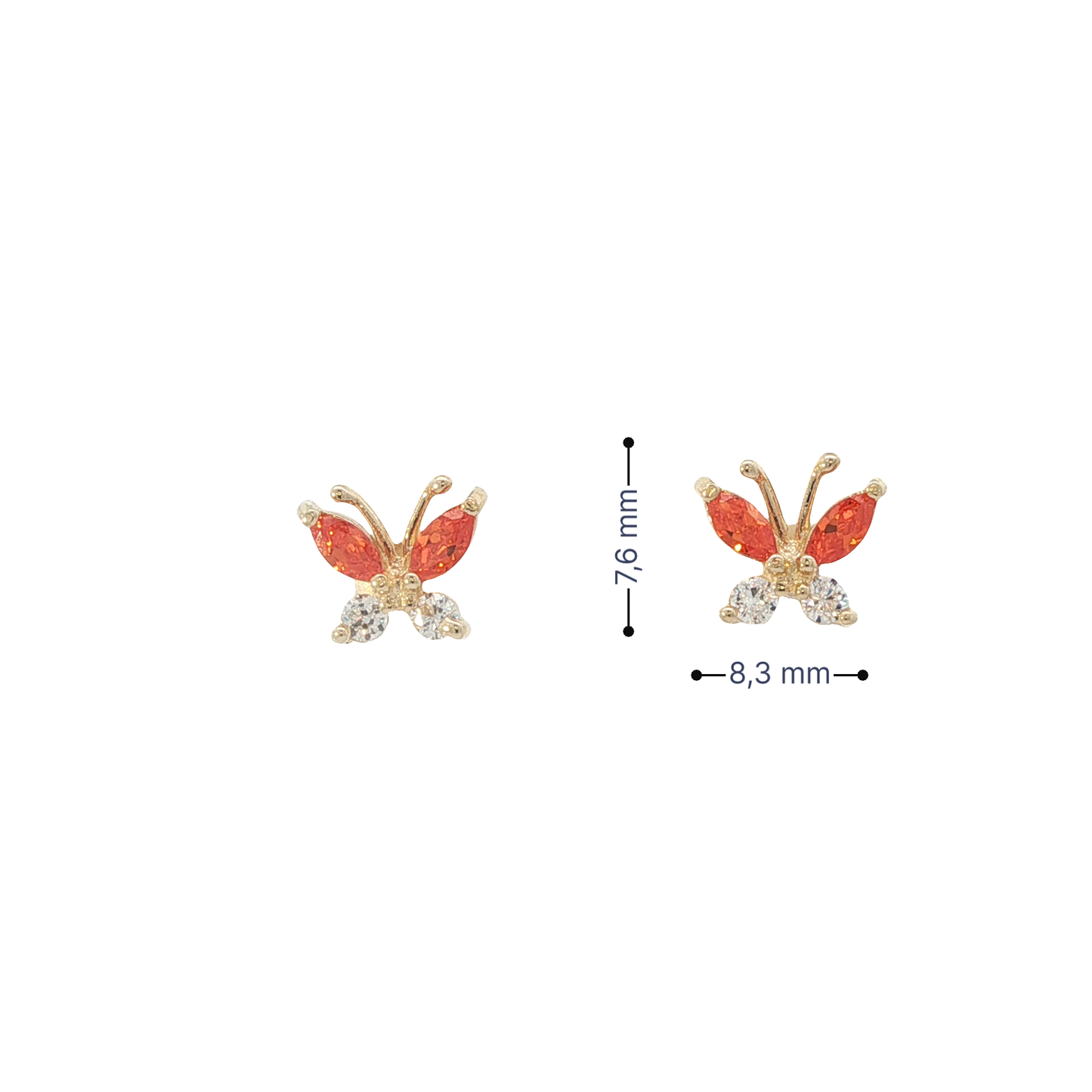 P. Ohrringe Schmetterling Gelbgold 585 / 14 Karat Nr. 6947