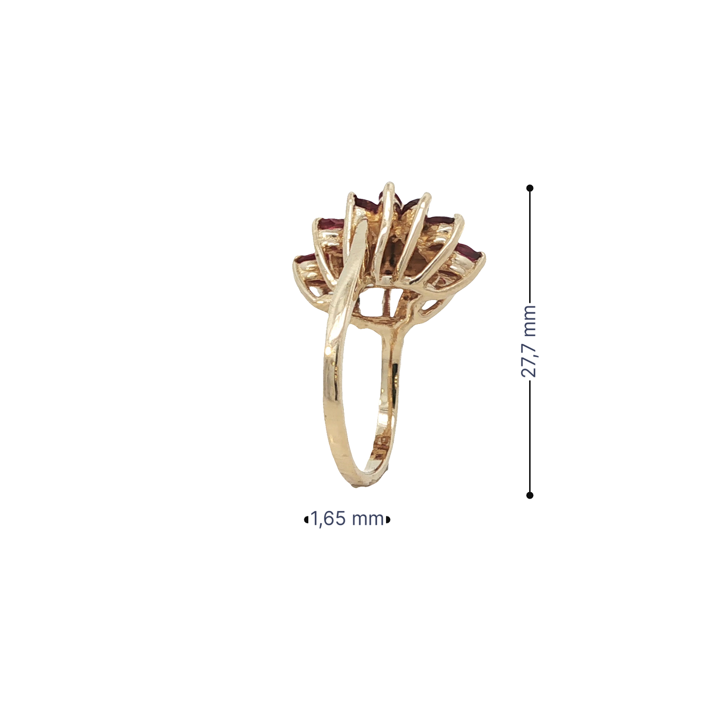 Ring Gelbgold 585 / 14 Karat mit Brill. und Rubinen Gr. 52 Nr. 6918