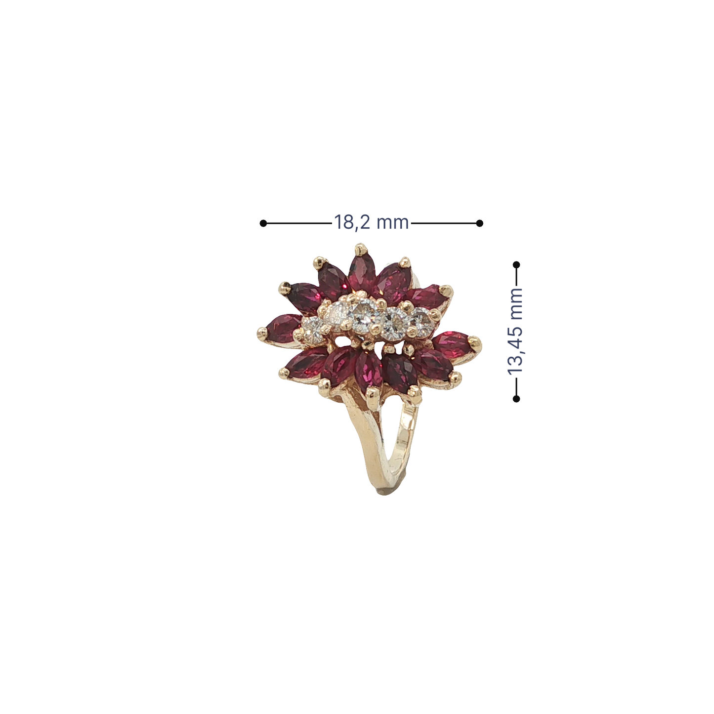 Ring Gelbgold 585 / 14 Karat mit Brill. und Rubinen Gr. 52 Nr. 6918