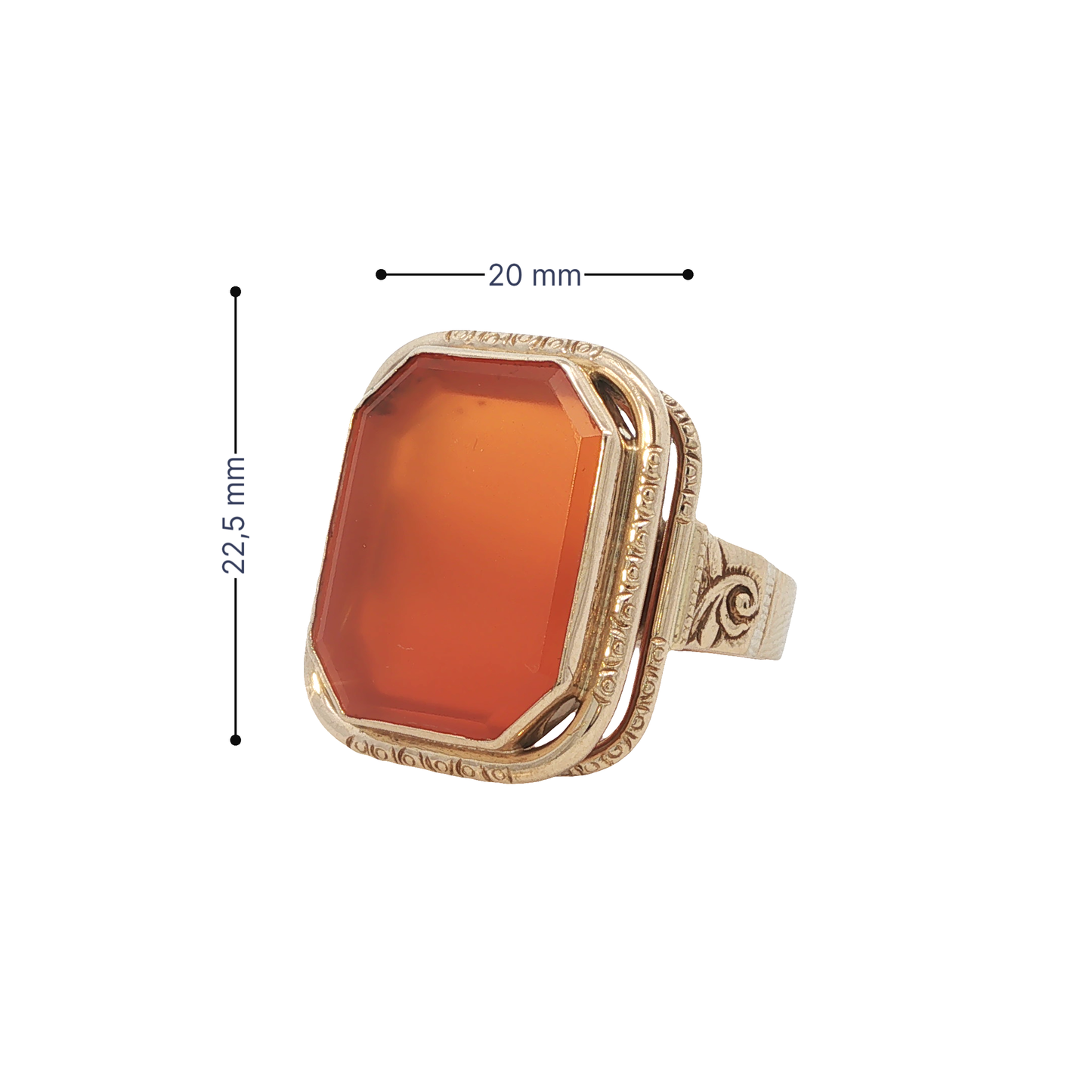 Siegelring Herren Gelbgold 585 / 14 Karat mit Achat Gr. 60 Nr. 6817