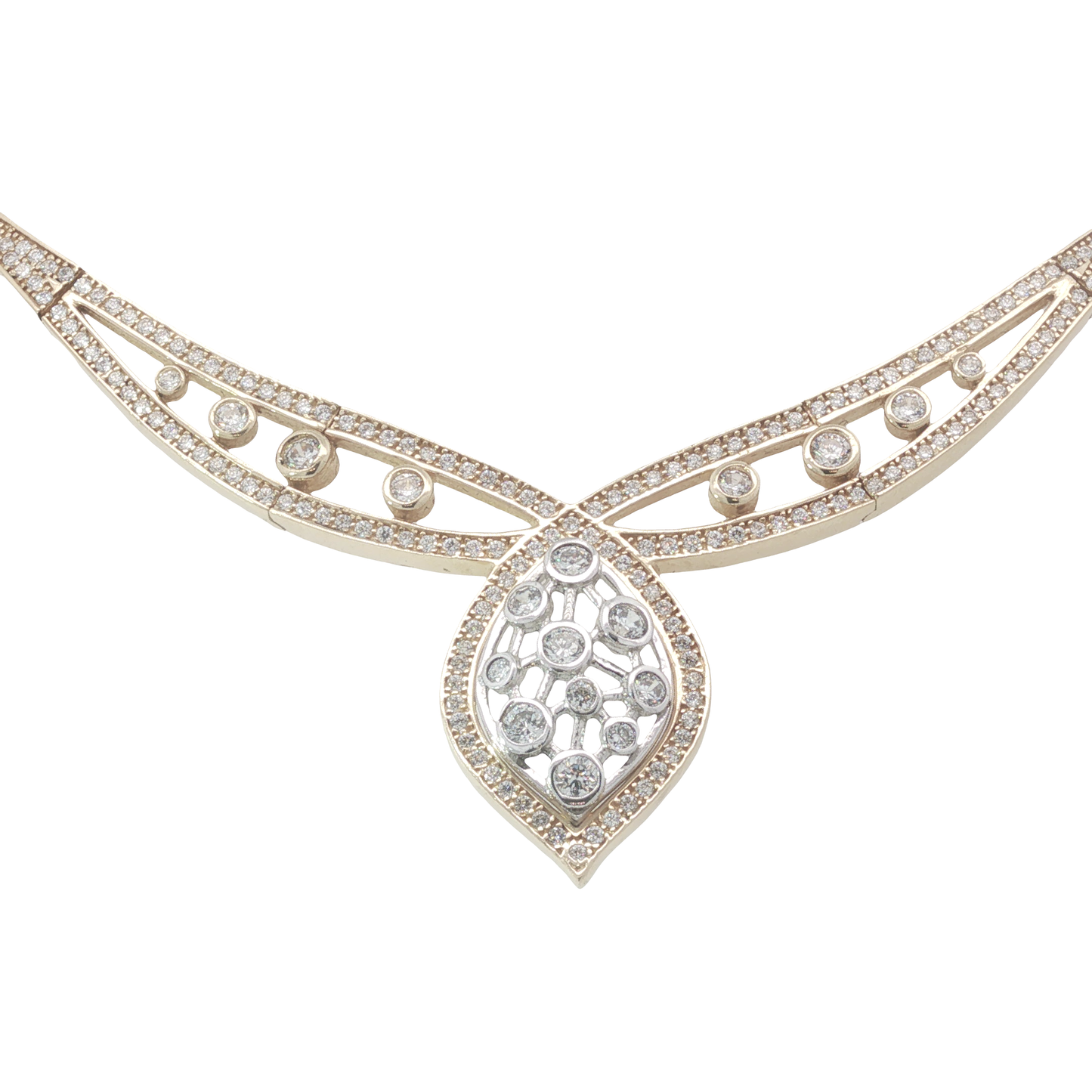 Collier Bicolor 585 / 14 Karat mit Zirkonia L. ca. 46 cm Nr. 7062