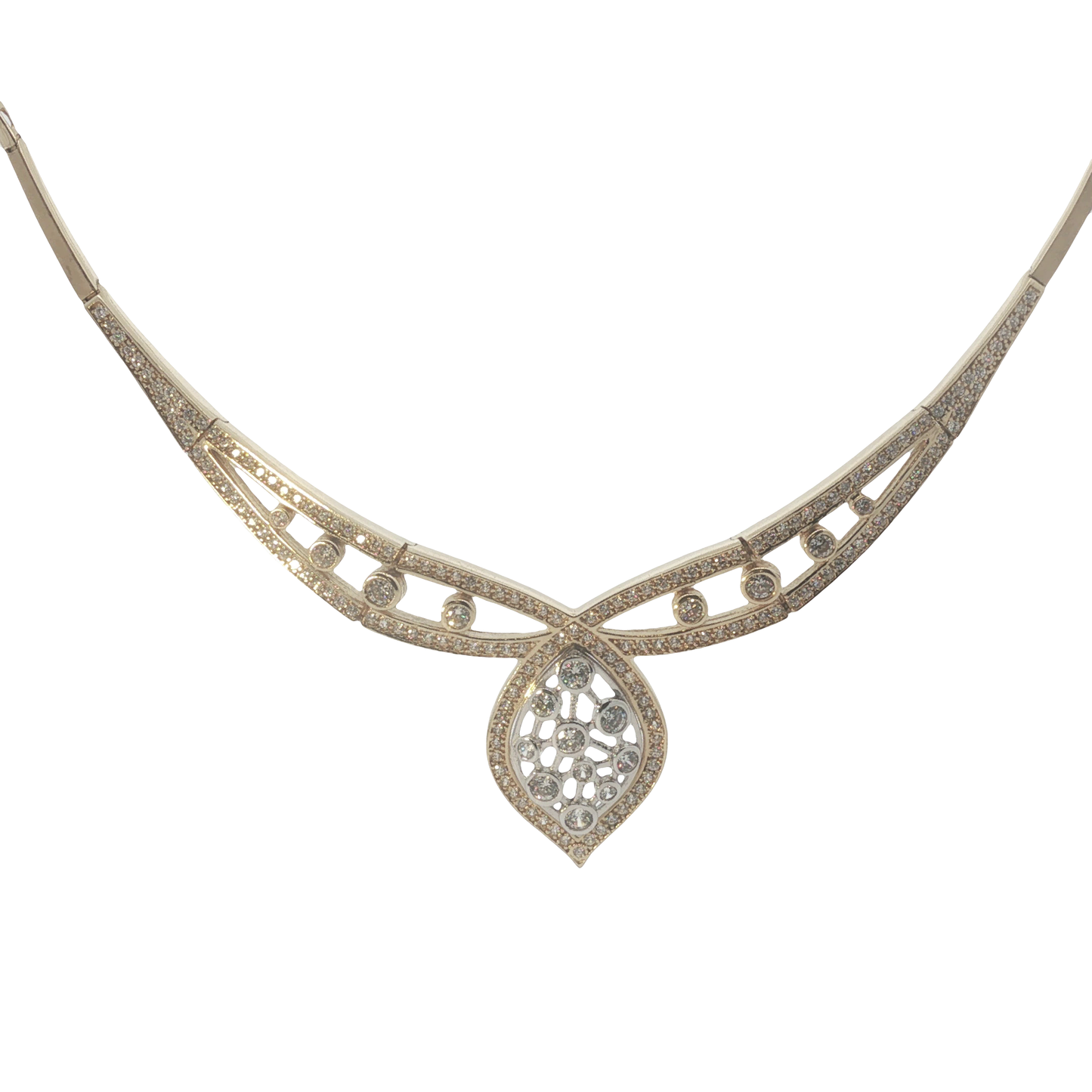 Collier Bicolor 585 / 14 Karat mit Zirkonia L. ca. 46 cm Nr. 7062