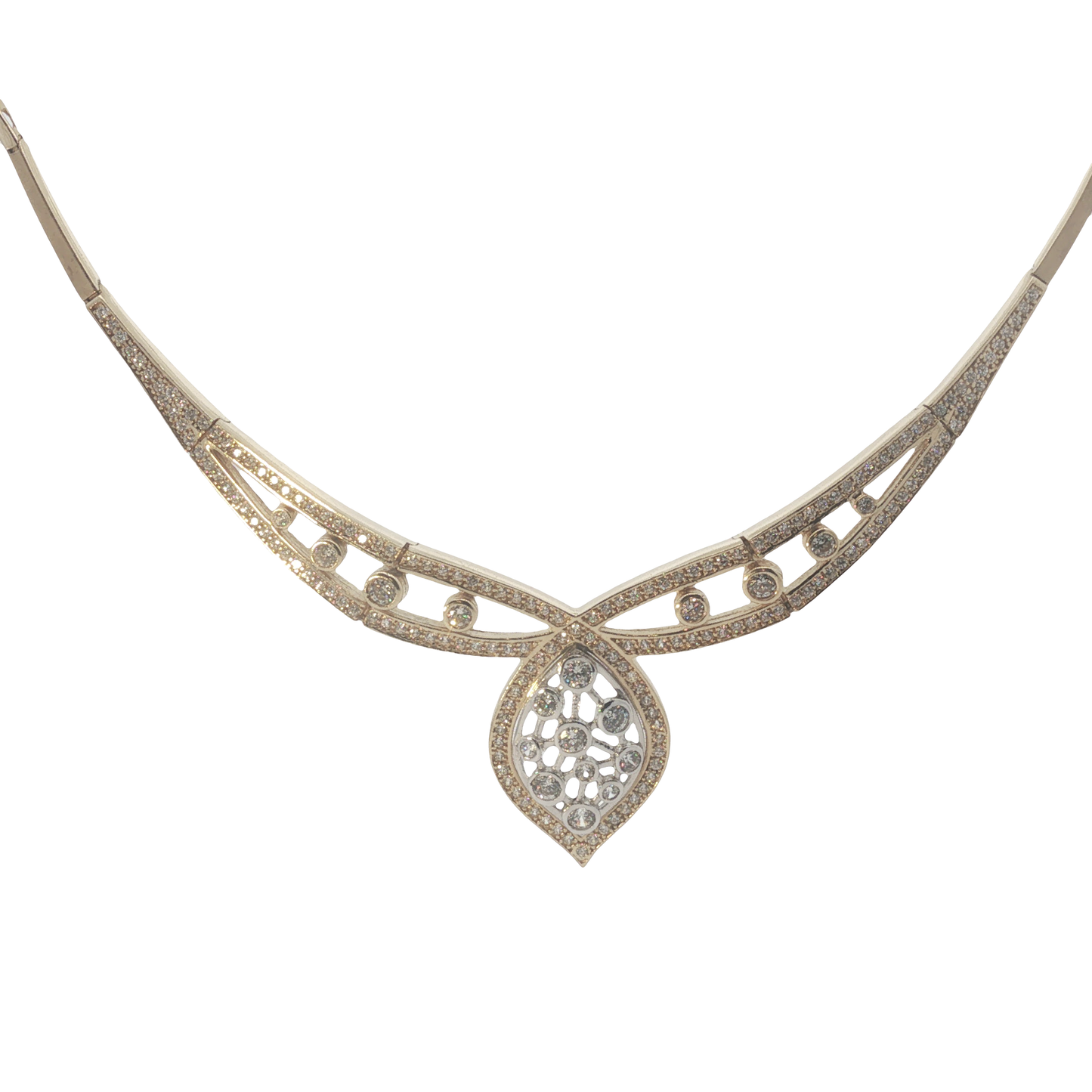 Collier Bicolor 585 / 14 Karat mit Zirkonia L. ca. 46 cm Nr. 7062