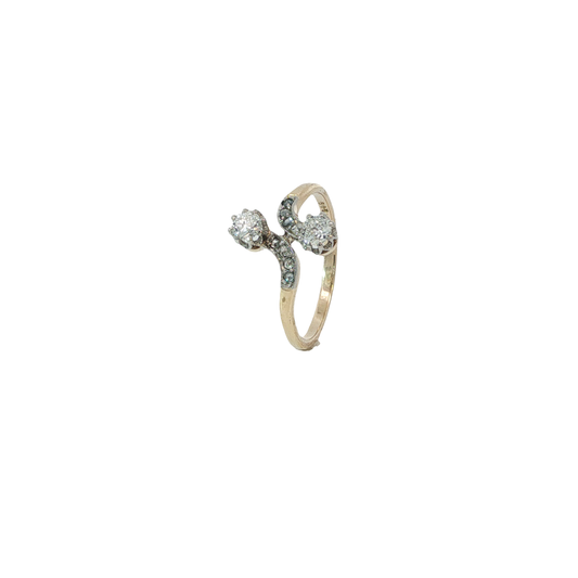 Ring Art-Dekó Bicolor 585 / 14 Karat mir Brill. Gr. 56 Nr. 7055