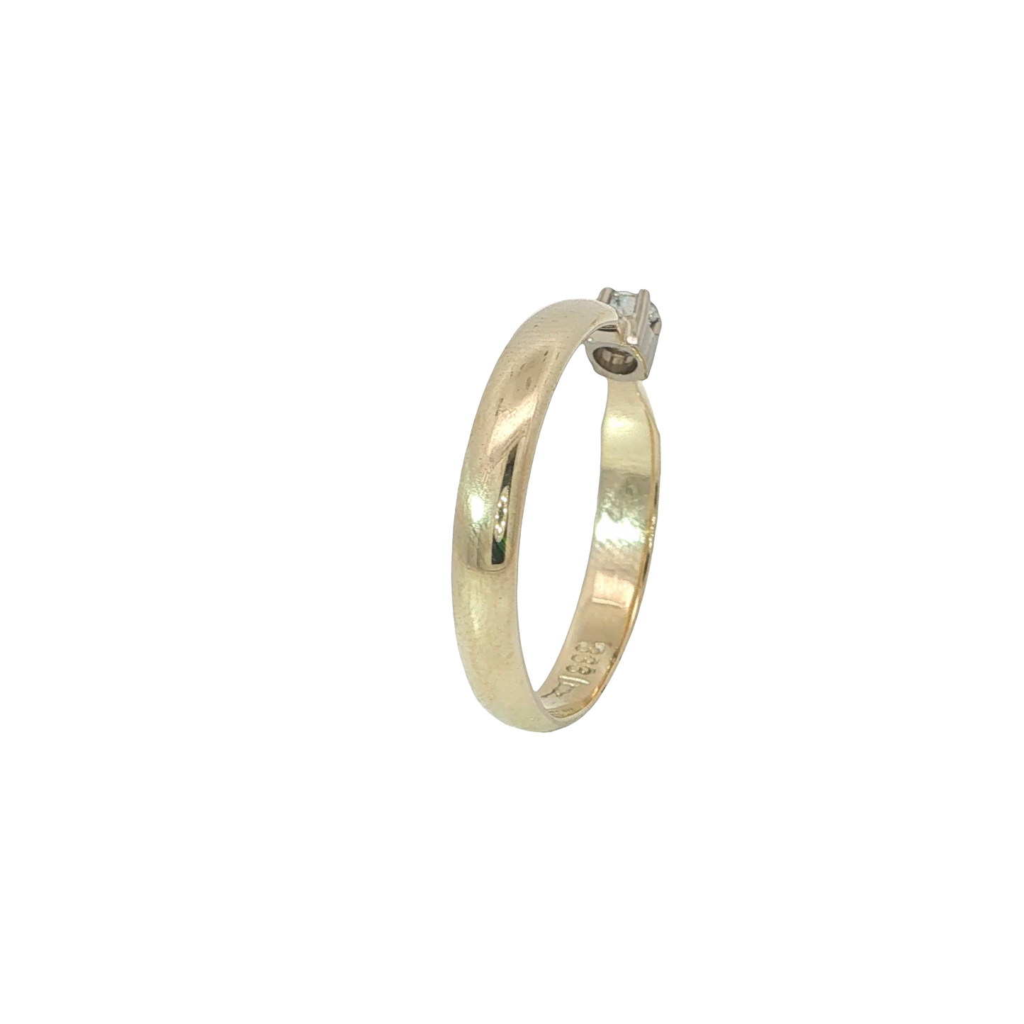 Solitärring Bicolor 333 / 8 Karat mit Brill. 0,1 ct Gr. 63 Nr.6897