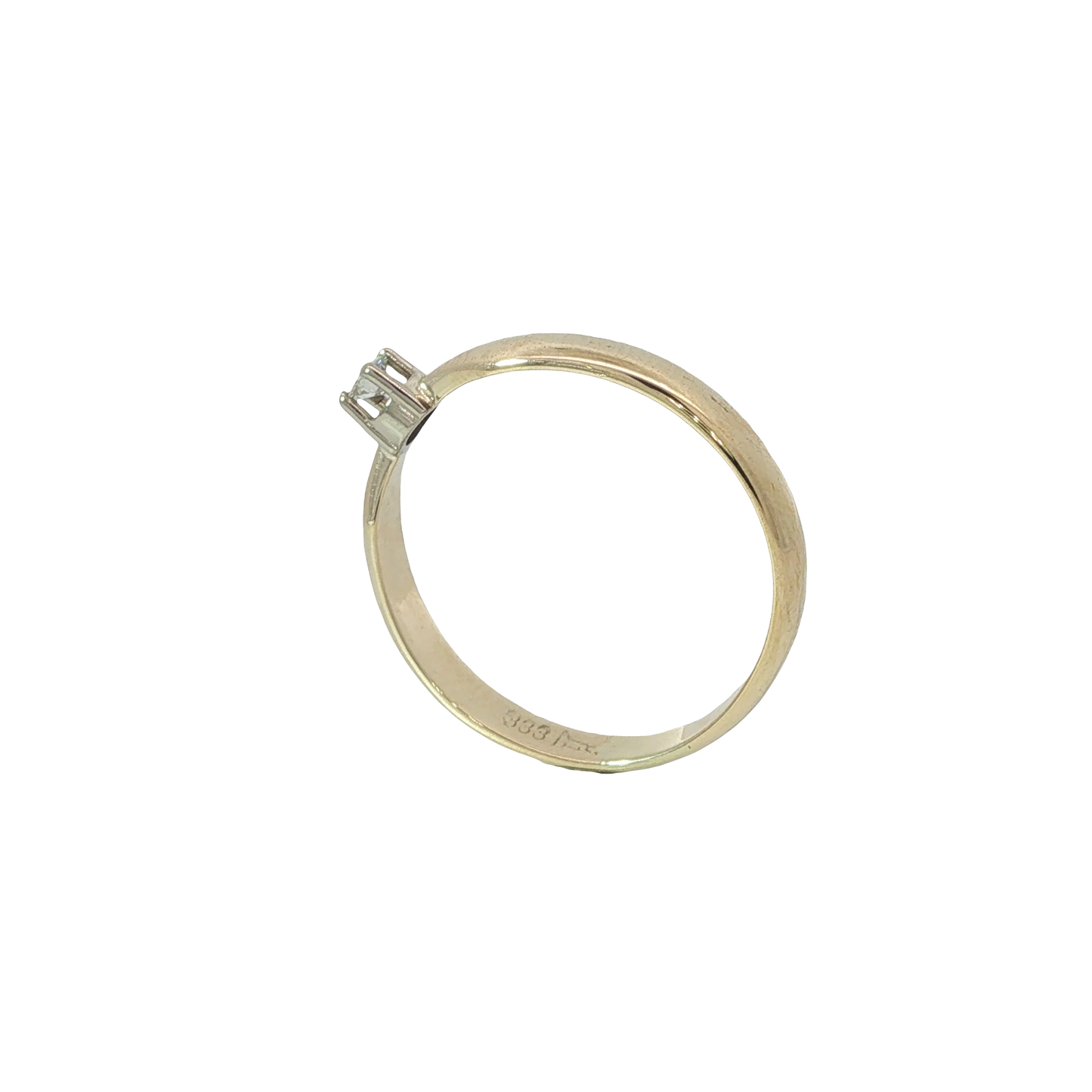 Solitärring Bicolor 333 / 8 Karat mit Brill. 0,1 ct Gr. 63 Nr.6897