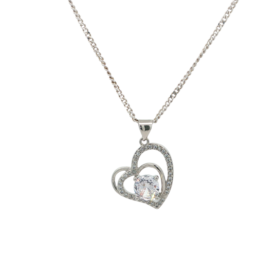 Kette mit Herzanhänger / 925 Silber L: 60 cm Nr. 7082