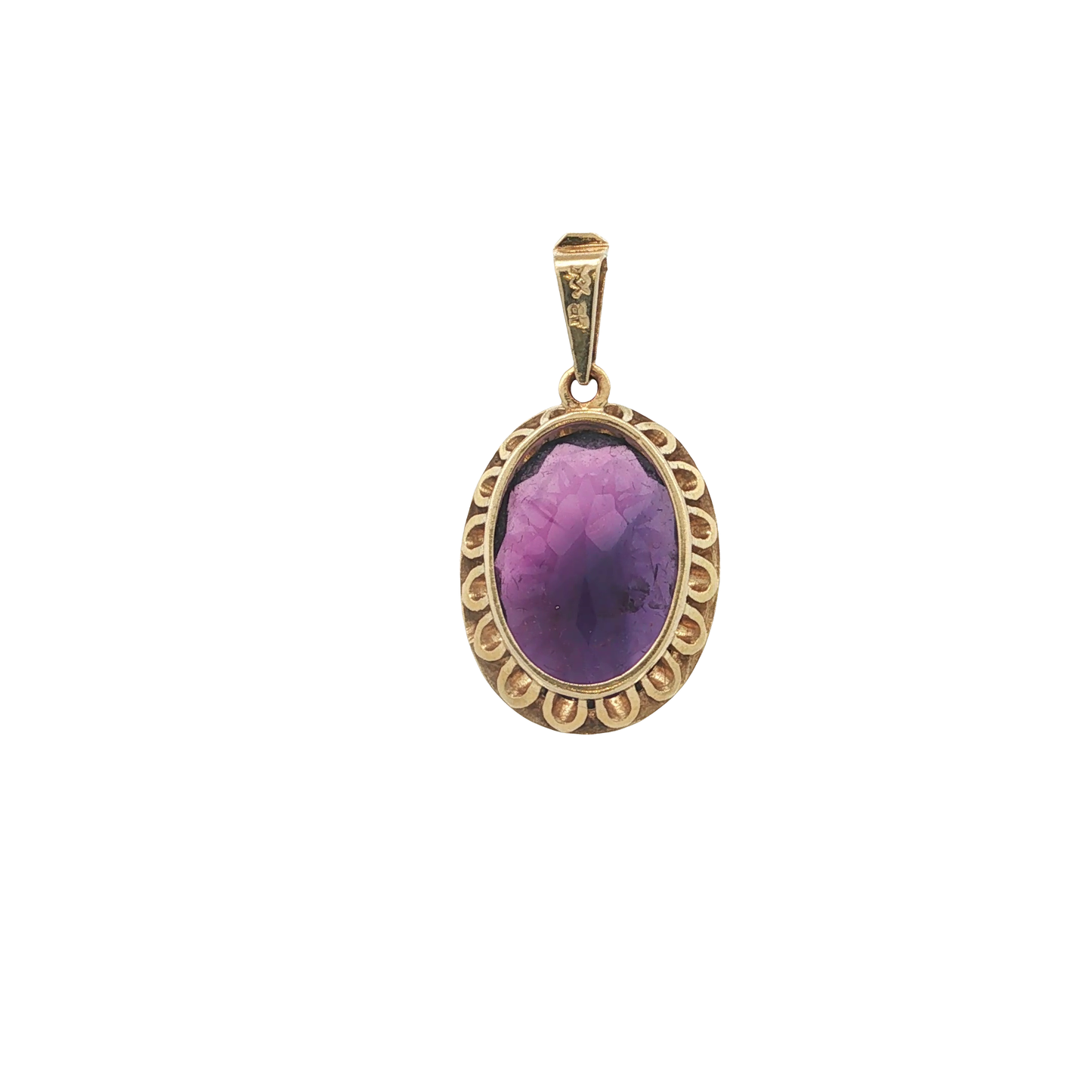 Anhänger Gelbgold 585 / 14 Karat mit Amethyst L: 29 mm Nr: 6931