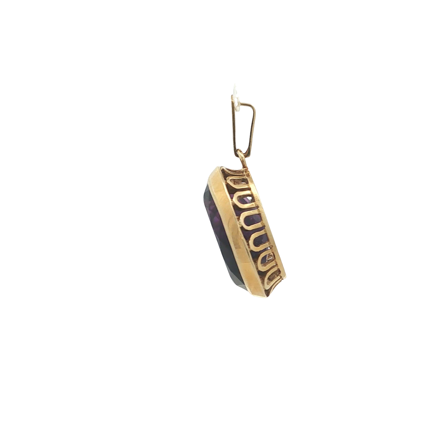Anhänger Gelbgold 585 / 14 Karat mit Amethyst L: 29 mm Nr: 6931