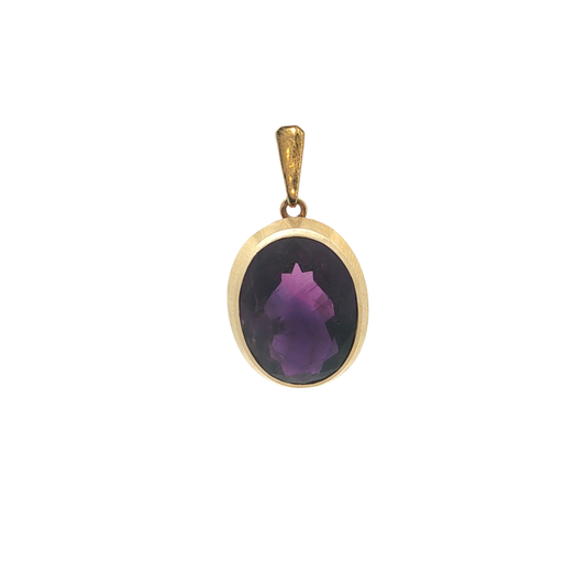 Anhänger Gelbgold 585 / 14 Karat mit Amethyst L: 29 mm Nr: 6931