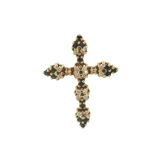 Kreuzanhänger Gelbgold 585 / 14 Karat mit Brill. L: 37,5 mm Nr. 7086