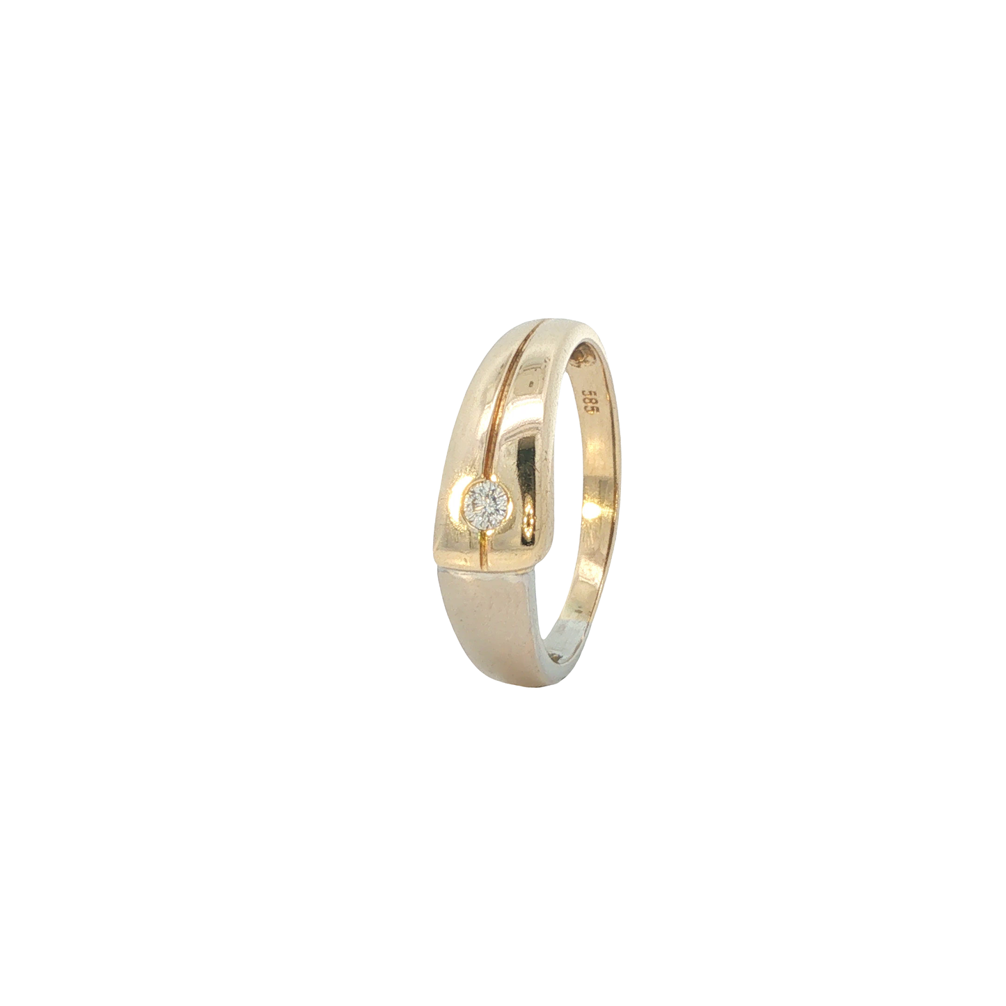 Ring Bicolor 585 / 14 Karat mit Brill. Gr. 58,5 Nr. 6823