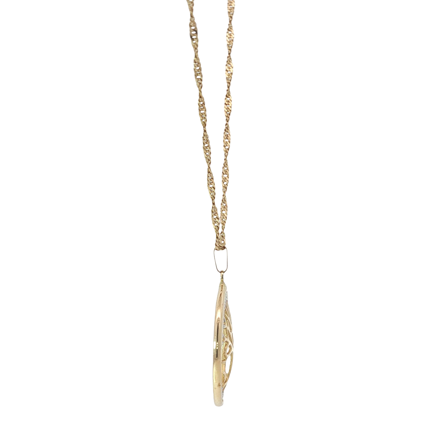 Kette mit Anhänger "Baum" Bicolor 585 / 14 Karat L: 56 cm Nr. 7094