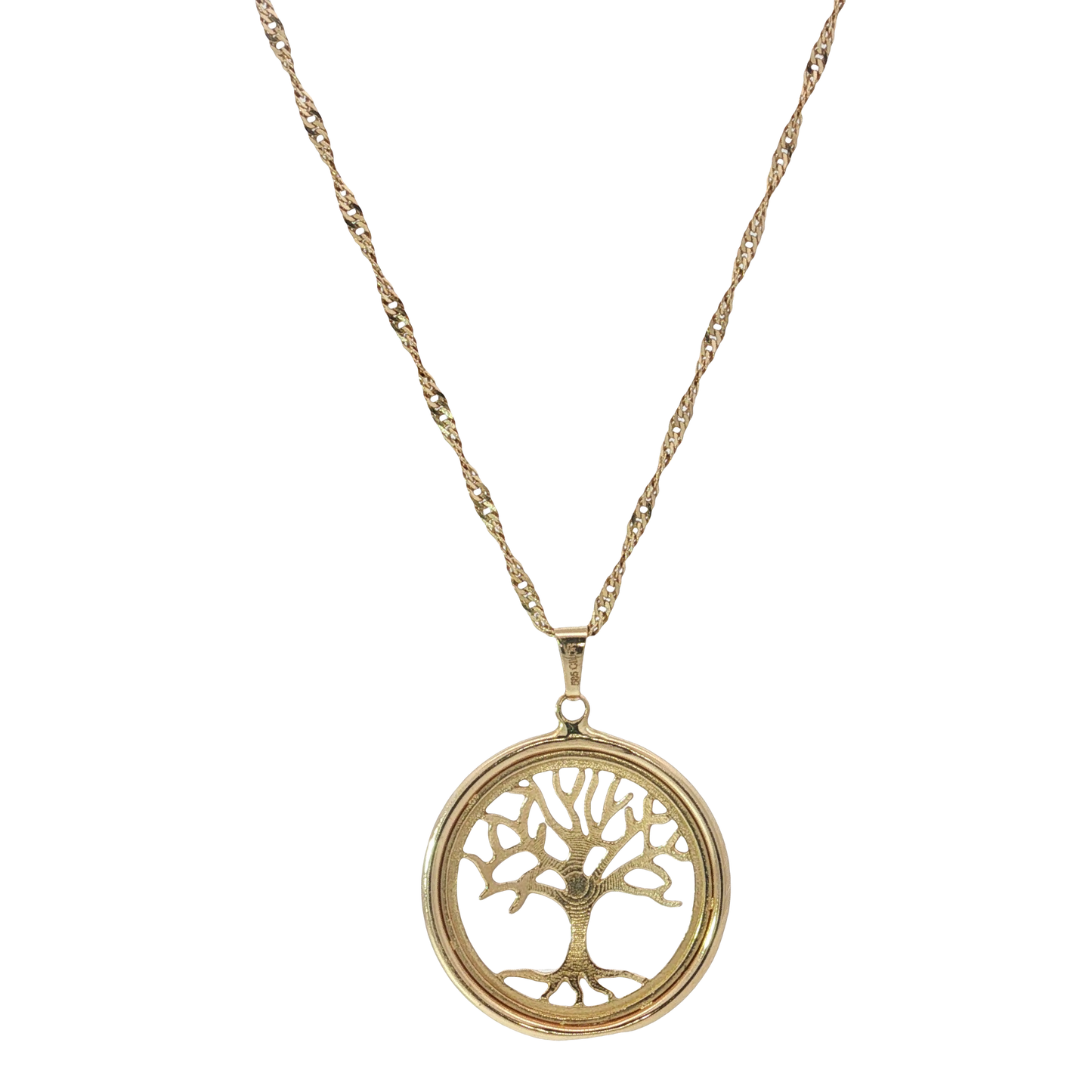 Kette mit Anhänger "Baum" Bicolor 585 / 14 Karat L: 56 cm Nr. 7094