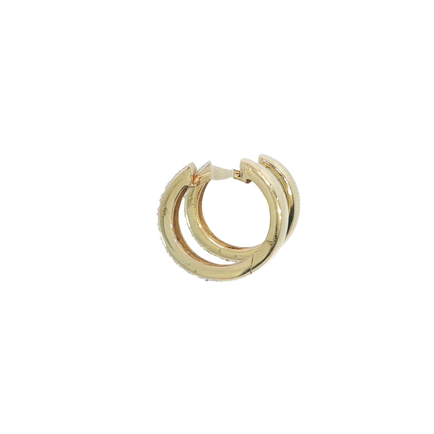 P. Creolen Bicolor 585 / 14 Karat mit Brillanten 15,5 mm Nr. 7113