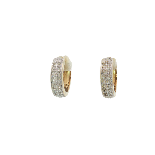 P. Creolen Bicolor 585 / 14 Karat mit Brillanten 15,5 mm Nr. 7113