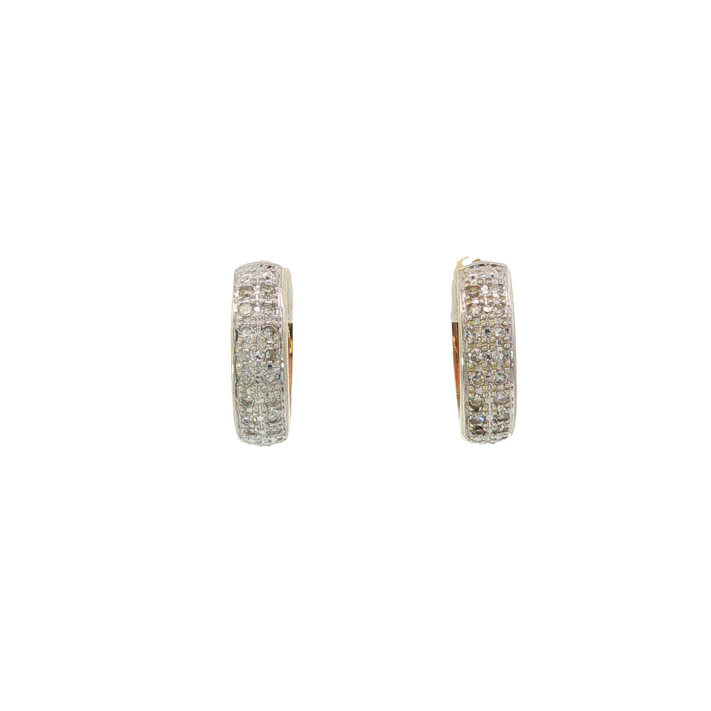 P. Creolen Bicolor 585 / 14 Karat mit Brillanten 15,5 mm Nr. 7113