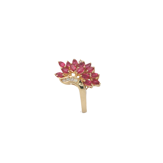 Ring Gelbgold 750 / 18 Karat mit Rubinen und Brill. Gr. 52 Nr. 6980