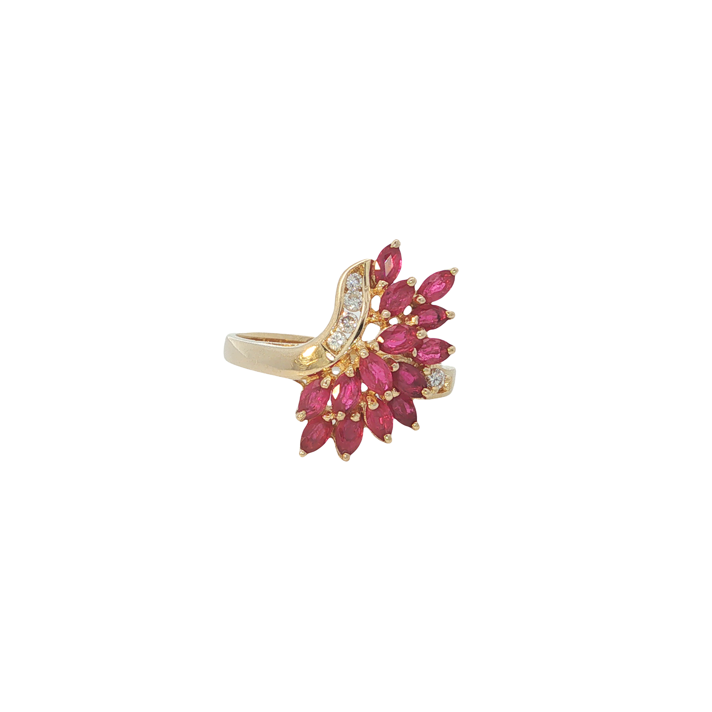 Ring Gelbgold 750 / 18 Karat mit Rubinen und Brill. Gr. 52 Nr. 6980