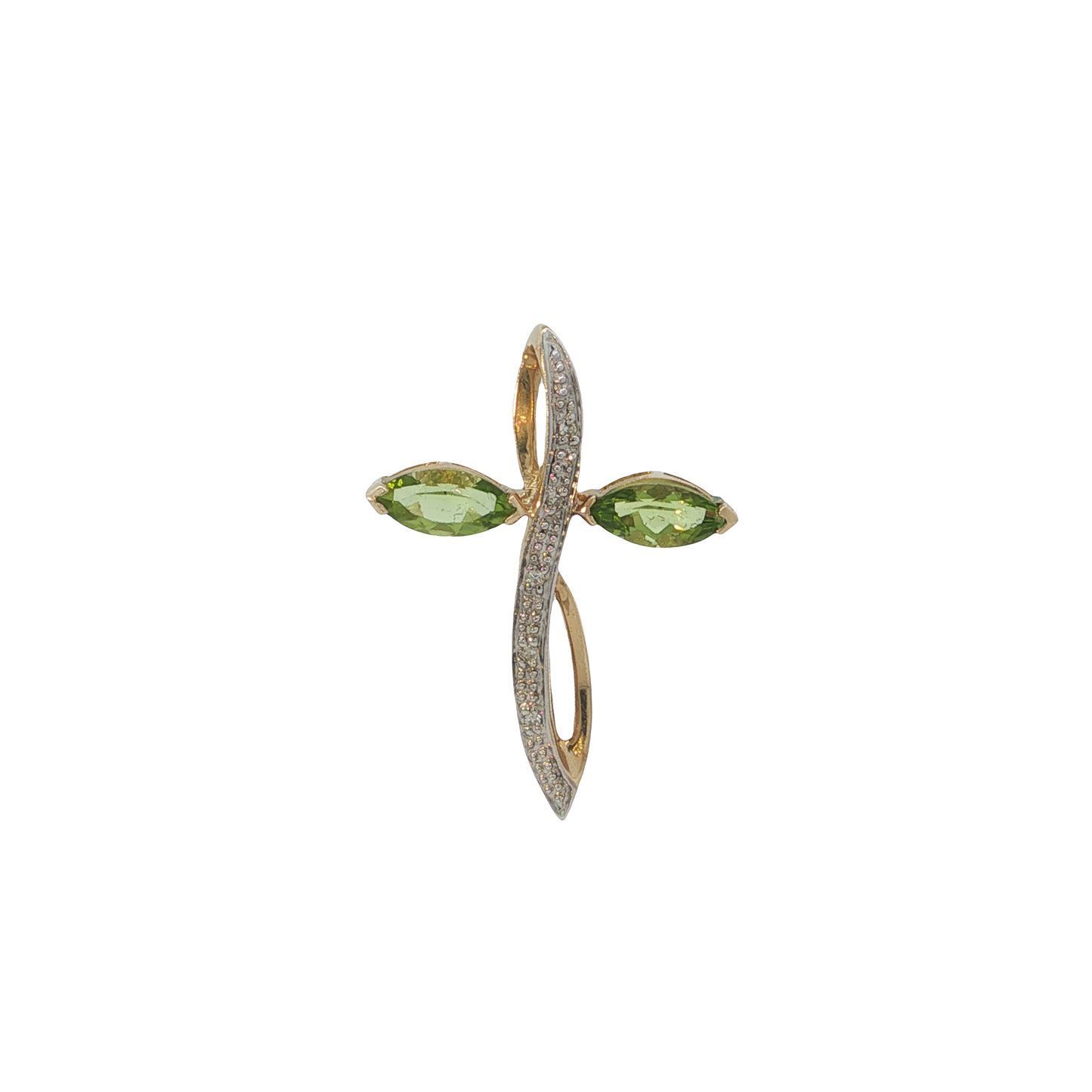 Anhänger "Kreuz" Bicolor 333 / 8 Karat mit Brill. L: 30 mm Nr. 7139