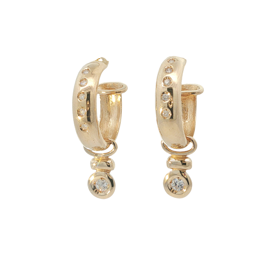 P. Ohrhänger Gelbgold 585 / 14 Karat mit Brill. L: 29 mm Nr. 7108