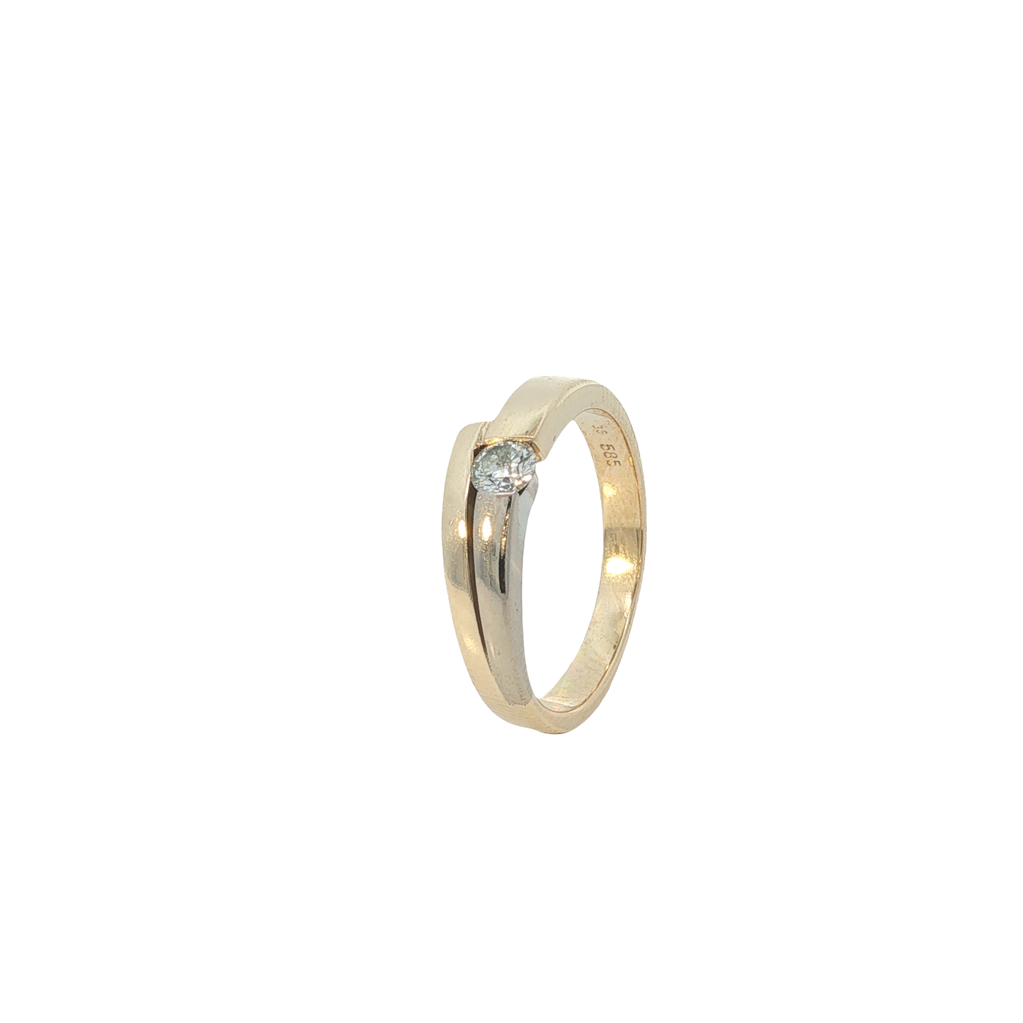 Solitärring Bicolor 585 / 14 Karat mit Brill. 0,20 ct Gr. 55 Nr. 7104