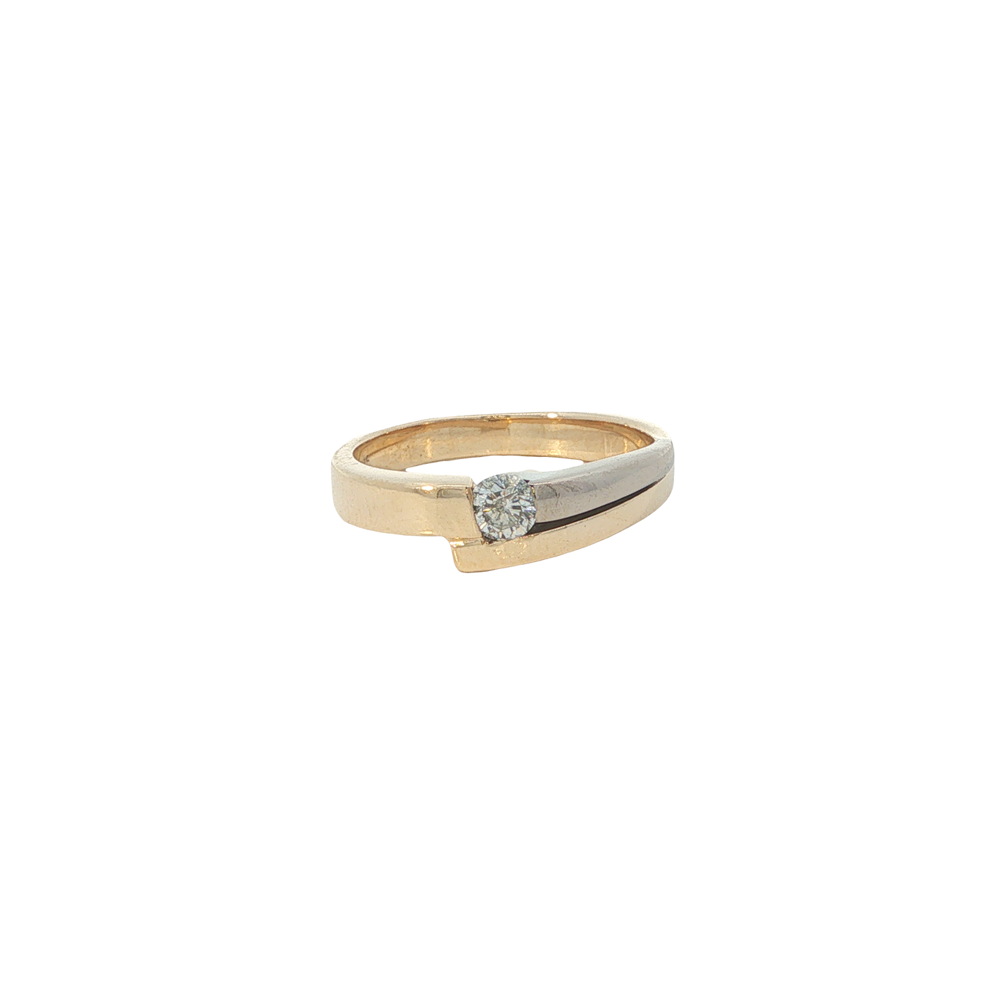 Solitärring Bicolor 585 / 14 Karat mit Brill. 0,20 ct Gr. 55 Nr. 7104
