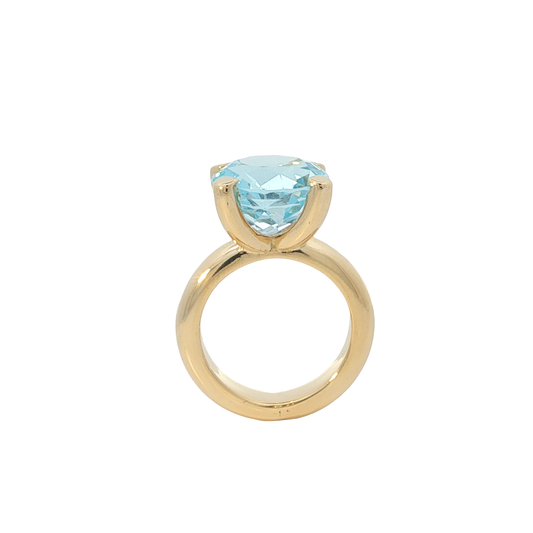 Ring Gelbgold 750 / 18 Karat mit Aquamarin ca. 7,4 ct Gr. 55 Nr. 7174