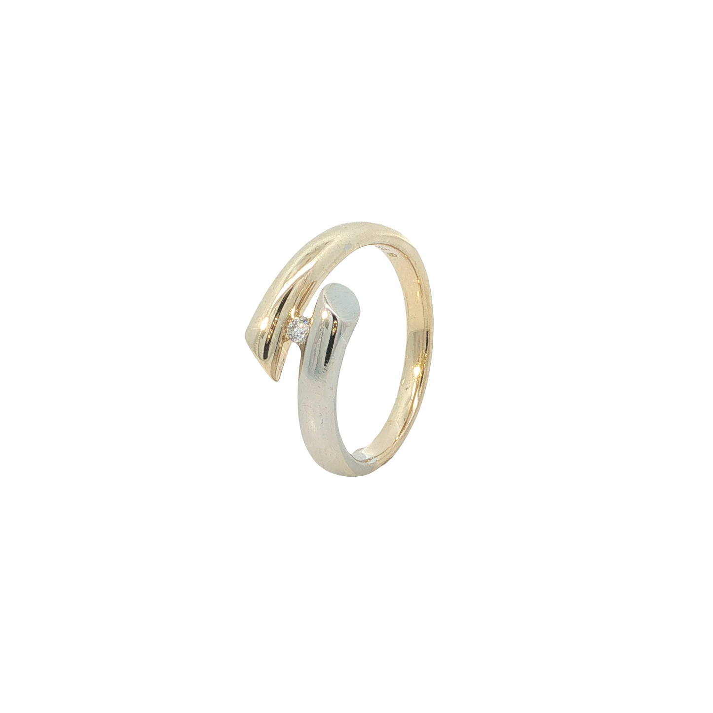 Ring Bicolor 585 / 14 Karat mit Brill. Gr. 61 Nr. 6809