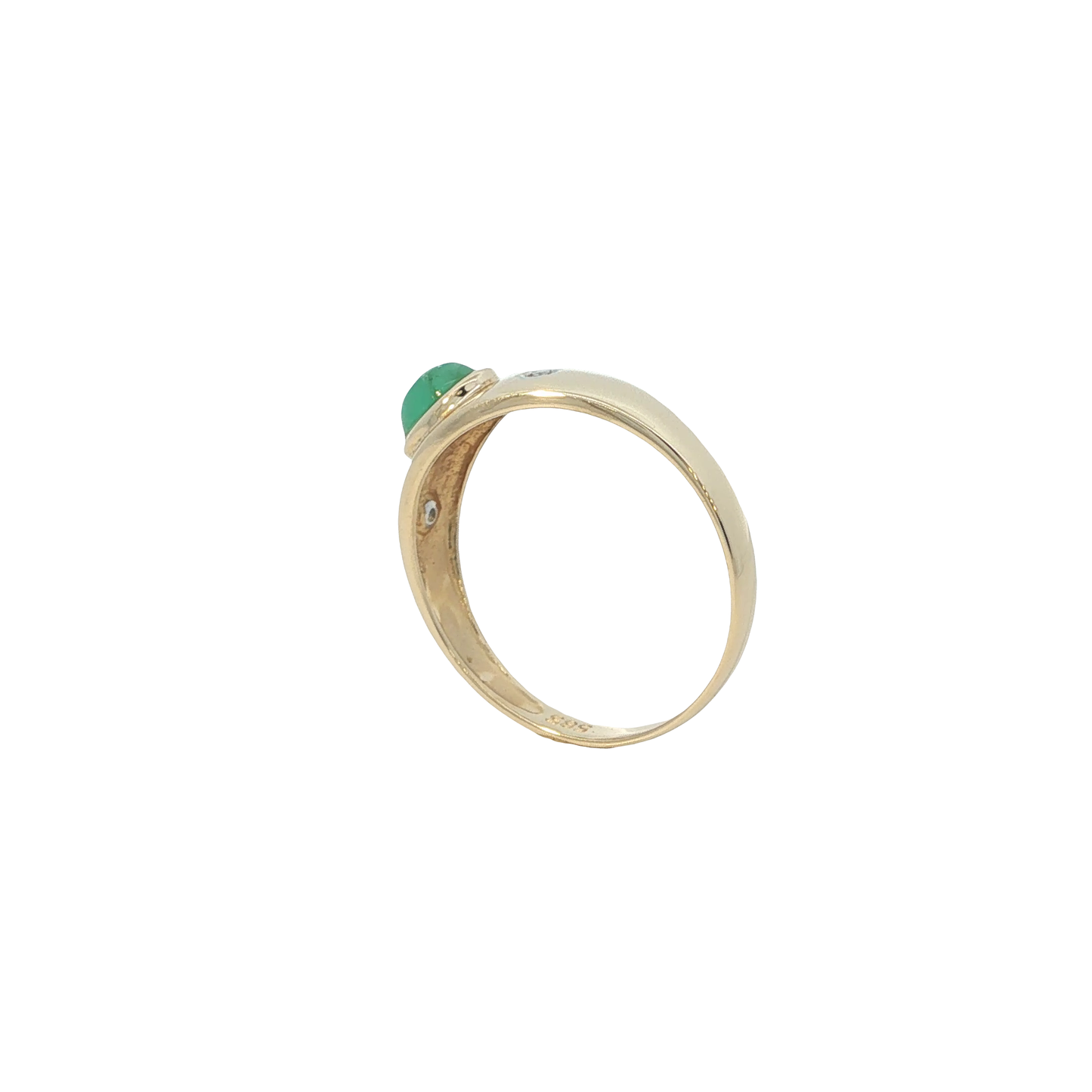 Ring Gelbgold 585 / 14 Karat mit Brill. und Smaragd Gr. 59 Nr. 6803